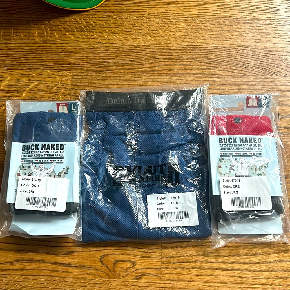 2 pair buck naked underwear size large 1 pair Duluth trading large